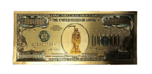 Santa Muerte - Gold Color- Holy Death Million Dollar Bill - Money - Protection