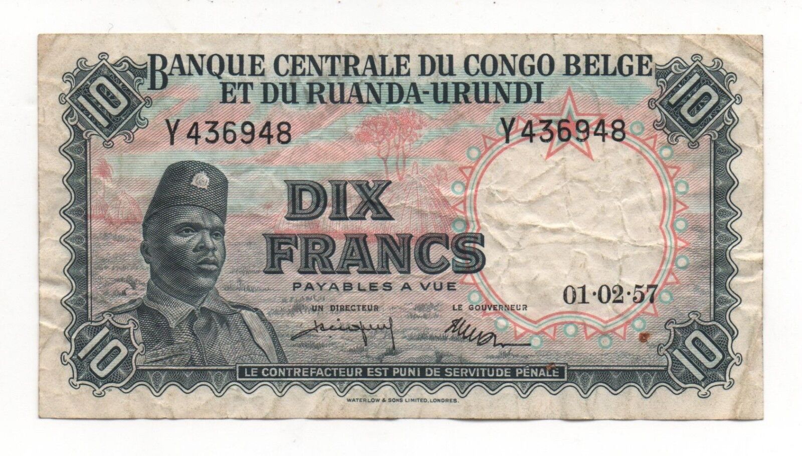 Belgium Belgian Congo 10 Francs 1957 Pick 30 B Look Scans