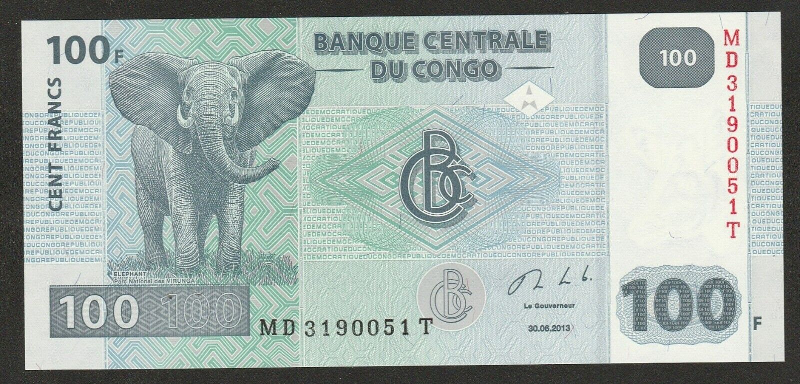 2013 Congo Demacratic Republic 100 Franc Note Unc
